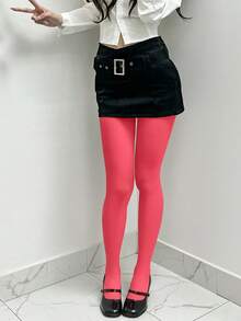 1条女士新款西瓜红可爱天鹅绒高弹力打底裤，适合居家、办公、日常休闲穿着、节日派对等场合。 - 玫瑰紅 - 查看 3