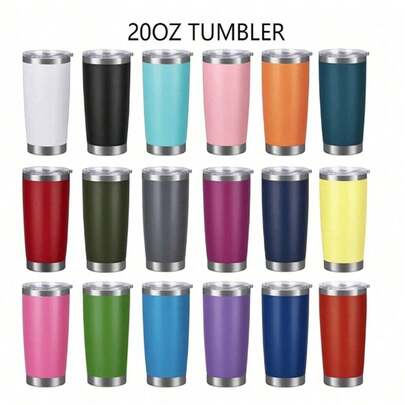 1pc 600ml/20oz Stainless Steel Insulated Tumbler, Thermal Travel Coffee Cup, Hot & Cold Beverage Bottle, Water Bottle With Straw Hole