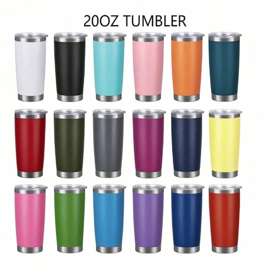 1个600毫升/20盎司不锈钢保温杯，旅行保温咖啡杯，冷热饮水瓶，带吸管孔水瓶 - 彩色 - 查看 1