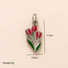 1pc Elegant Stainless Steel Flower Series Iris, Tulip, Chrysanthemum, Orchid, Cherry Blossom DIY Pendant, 18K Gold Plated, DIY Jewelry Accessory, Necklace, Bracelet, Earring, Keychain, Bag, Women Jewelry, Wallet, Charm, Small Pendant, Gift - Multicolor - View 10
