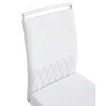 2 Dining Chairs, Polyurethane Seat, Rattan Backrest, Living Room Chair, Bedroom Chair - White - View 5