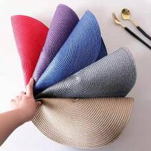 6PCS Round Braided Placemats, Round Place Mats, 13.5 Inch Washable Table Mats For Holiday Party - Red - View 5