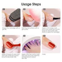 Bộ 30 lọ sơn gel móng tay gồm 26 màu sơn gel tông nhẹ, kèm theo lớp sơn lót, lớp sơn phủ bóng, lớp sơn phủ mờ và lớp sơn phủ bóng lấp lánh. Bộ sơn gel móng tay có các tông màu xanh lá cây, xanh dương và nâu. Thích hợp sử dụng trong các tiệm làm móng dành cho nữ. Cần đèn UV để làm khô móng. - Nhiều màu - Xem 8