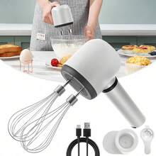 Máy đánh trứng đa năng hai que, máy xay sinh tố, máy đánh trứng sủi bọt, dụng cụ tách lòng trắng trứng, máy xay cà phê, dùng để đánh trứng, bột mì, cà phê, sữa, yến mạch, dụng cụ làm bánh, dung lượng pin 1200mAh, sạc USB, 3 tốc độ. - Nhiều màu - Xem 1