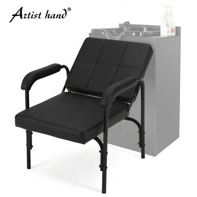 Artist hand Modern All-Black Salon Waiting Chair - PU Leather Upholstered Guest Chair