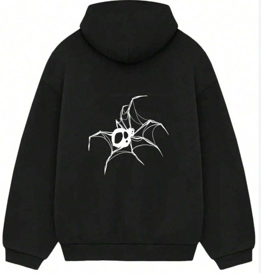 Men's And Women's Graphic Hoodie, Spider Graphic Man Hoodie,Fashionable Men's Hoodie, Surprise Gift For Friends And Family, Knit Fabric, For Autumn And Winter - 黑色3 - 查看 1