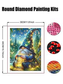 Diamond Art Kits For Adults Gnomes, 5D Gnome Diamond Painting Kits For Adults Beginners, DIY Gnome Full Round Dots Drill Gem Art Kit For Gift Home Wall Decor - Multicolor - View 9