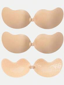 1/2/4 Pcs Reusable Sticky Silicone Front Closure Bras, Breathable & Skin-Friendly Cups, Suitable For A-D Cups, Deep V Backless Dresses