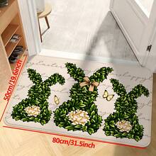 Tapete de entrada macio e grosso com estampa de coelhinho da Páscoa (1 peça), em flanela, antiderrapante, lavável e de secagem rápida. Ideal para sala de estar, lavanderia e banheiro. Resistente a manchas e com 1,2 cm de espessura e 600 g de fibra de poliéster. - Multicolorido - Ver 6