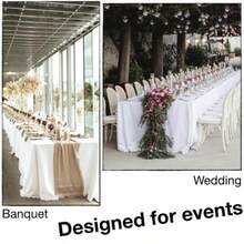 White Tablecloth For 8+Ft Rectangle Tables That Seats 8-10 Person Manteles De Mesa De Tela Para Fiestas De 8-10 Sillas Machine Washable Reusable Polyester Table Cloths - White+156 X 90 Inch (Rectangular) - View 4
