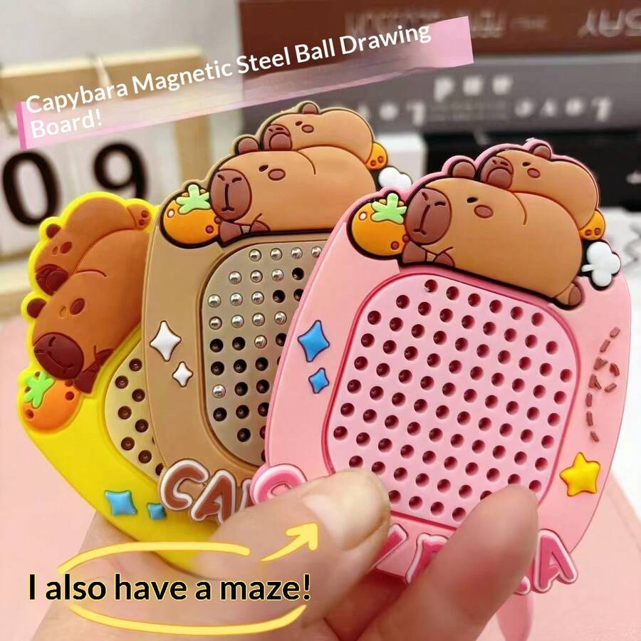 1pc 2026 Kapibara Magnetic Bead Drawing Board Puzzle Toy Keychain, Cute Cartoon Backpack Pendant, Interactive Toy, Perfect Gift For Friends, Birthday, Party, Boys And Girls