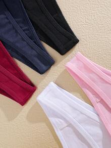 6pcs/Set Women's Lace Patchwork Low Waist High Cut Thin Sexy Thong Panties - Multicolor - View 7