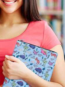 Capa para livro ideal para a época escolar ou formatura, com estampa de dinossauro fofo. Perfeita para livros de bolso, com zíper. Ideal para amantes de livros, bolsas e protetores de livros com bolso frontal. Capa de tecido lavável com zíper. Presente celestial para amantes de livros, professores, estudantes e mulheres. - Peça única - Ver 6