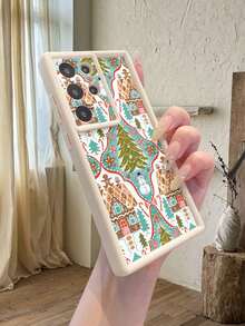 1个时尚雪人松树图案米色TPU加厚防震保护手机壳，兼容 17 Pro/17 Air/17 Pro Max/17/16/15/14/13/12/11 Pro Max/Galaxy/OPO/红米/荣耀系列 - 米色 - 查看 5