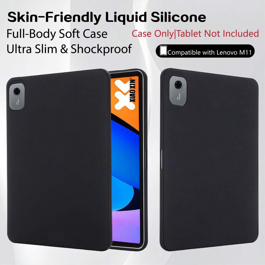 CJIAXIN M11 2024 平板电脑保护套，兼容 TB330FU/TB330KU，轻薄软壳平板电脑保护套，适用于 Tab K11 2024 型号，防刮防震保护套，黑色，简约设计，耐用材质 - 黑色 - 查看 1