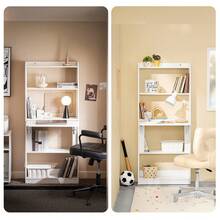 SoBuy 折疊桌、帶架子的電腦桌、折疊桌、工作桌、家庭辦公桌、壁桌、筆記型電腦桌，寬 x 高 x 深約。 64 x 145 x 58 厘米，白色 FWT92-H-W