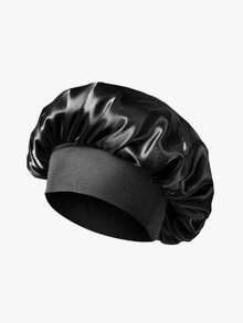 1pc Silk Sleep Cap, Satin Sleep Cap, Soft Elastic Silk Sleep Cap, Curly Hair Silk Hair Cover (Black And Gold) - Multicolor - View 6