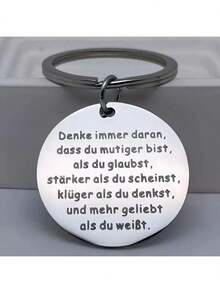 1pc Inspirational German Quote Engraved Stainless Steel Key Chain, Casual Style Motivational Car Accessories Bag Charm School Letter Halloween Accessories Teachers Day Christmas Gift Ideas Bag Accessories Lanyards With Id Holder Car Accessories Bag Charms - Silver - View 3