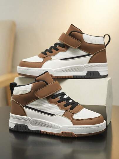 1双男童网面透气休闲鞋，春秋新款魔术贴平底防滑体操运动鞋