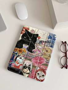 猫咪图案平板电脑保护套,兼容苹果Air 11英寸M3(2025款)/M2(2024款)、Air第五代(2022款)、(A16)11英寸第十一代(2025款),也兼容三星Galaxy Tab平板电脑和Kindle Paperwhite第十二代(2024款)。透明背壳,时尚图案保护套,支持自动睡眠/唤醒功能,配备气囊保护,适合作为礼物或办公用品。 - 彩色 - 查看 4