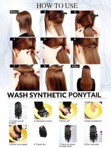 夹式接发，7片装，长款波浪卷合成接发，自然柔软，隐形浓密，适合女性日常佩戴 - 彩色 - 查看 10