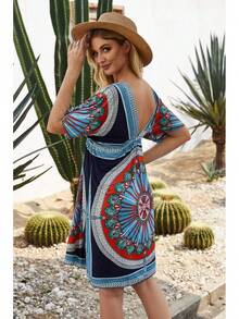 Traje de baño suelto con escote en V para mujeres, vestido de playa-B011 - Marina de - Ver 6