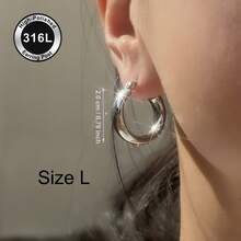 高品质18K镀金防褪色不锈钢耳环，316L耳针，低过敏性，优雅迷人垂坠时尚简约经典风格耳环，适合日常佩戴、节日、度假或派对。 - 銀色 - 查看 12