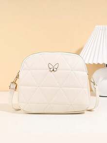 1pc Girls' Argyle Embroidered Crossbody Bag, Butterfly Metal Decor Shoulder Bag, Adjustable Strap, Suitable For Various Occasions Like Parties, Dates, Shopping, Ideal Gift - M1765 - View 13