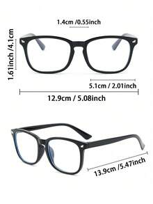 2 pares de gafas de mujer con montura cuadrada de cristal negro transparente y con cristales, accesorios con montura de lentes transparentes de estilo estudiantil - Multicolor - Ver 5