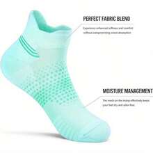 6双装男女通用加厚跑步袜，男士减震运动袜，适合跑步、健身和徒步旅行 - 透气运动设计 - 彩色 - 查看 5