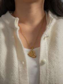 1pc Minimalist Customized Engraved Envelope Pendant Necklace, Personalized DIY Letter Notebook Necklace With Heart Pendant, Multi-Line Text/Photo Engraving, Romantic Gift, Friendship Gift, Anniversary Gift, Valentine's Day Gift - Gold + Heart - View 4