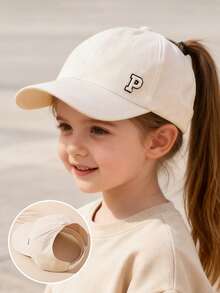 1pc Kids Baseball Cap, Suitable For Spring & Summer, Brimless Design, Girls Version, UV Protection, Suitable For Ponytail, Everyday Outdoor Activities In Spring & Autumn, Fits Ages 3-10 - P - View 5