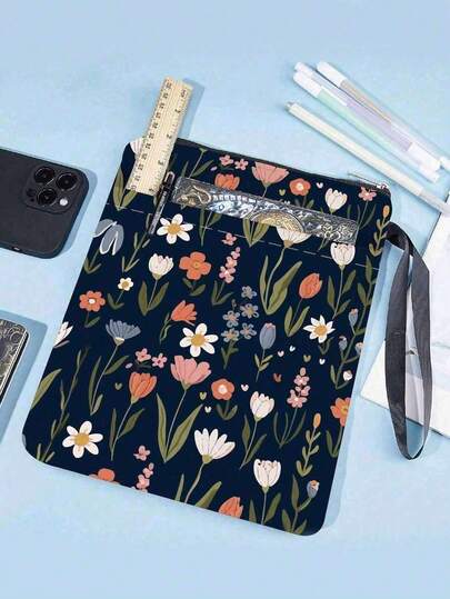 Blumen Buchcover Pflanzenschutz Buchcover, geeignet für waschbare Stoff Buchcover mit Reißverschluss und zusätzlicher Schutztasche, passend für Buchliebhaber, Studenten und Freundschaftsgeschenke