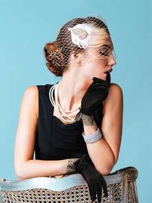 Satin Gloves Formal Bridal Banquet Party Wedding Opera Solid Colorful Mitten For Women - Black - View 3