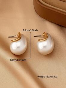 简约女士水滴仿珍珠气质时尚耳环（无礼盒）日常经典百搭 - 永不过时 - 彩色 - 查看 5