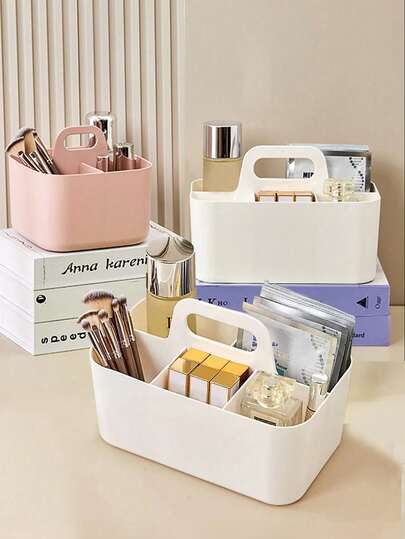 1pcMulti-Functional Superimposed Compartmentalized Cosmetic Stationery Desk Top Storage Box, Marker Pen Watercolor Pen Pencil Stationery Portable Pen Holder, Large Capacity Student Sundries Organizing Box, Office, Suitable For Bathroom, Office, Handicrafts, School Supplies, Study Supplies Portable Handheld Storage Box