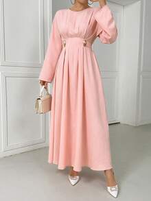 Women Summer Vacation Outfits Women Dress, Linen-Like Fabric Long Dress For Holiday,Maija Dress - Pink - View 6