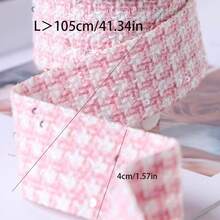 Fita xadrez bicolor com lantejoulas em padrão pied-de-poule, ideal para decoração de roupas, sapatos, chapéus, laços e acessórios de cabelo DIY. - Multicolorido - Ver 4