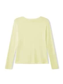 Women's Sheer Ribbed Knit Long Sleeve Top Crew Neck Lightweight Casual Pullover Base Layer Shirts - Yellow - View 3