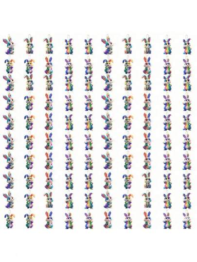 Rainbow Easter Bunny Hanging Decor, Cute 2D Flat Wooden Rabbit Pendant With Rope, Spring Holiday Tree Ornament And Gift Tag