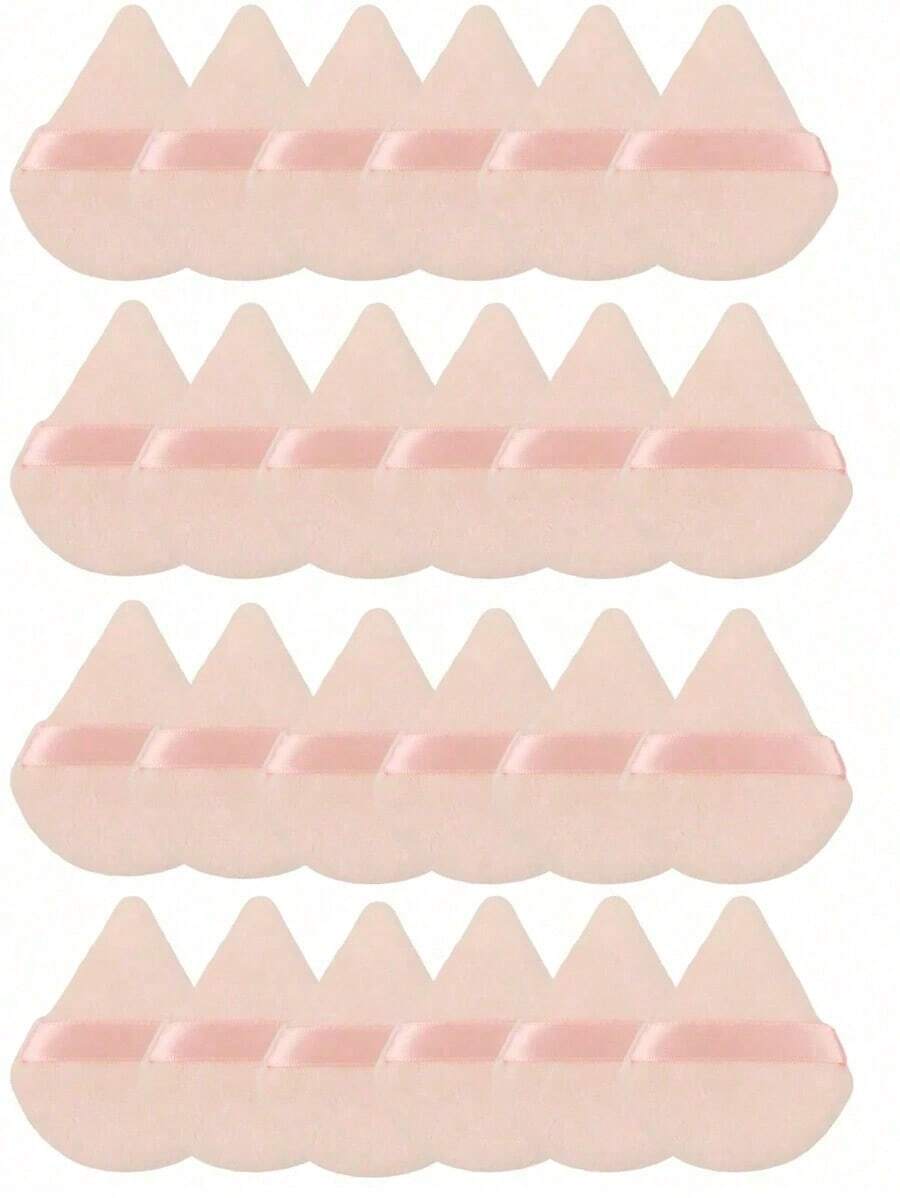 24pcs/15pcs/8pcs/3pcs Flocked Heart Makeup Sponge, Soft Fluffy Texture, Suitable Face & Body Powder Puff, Mixed Makeup Beauty Tools - 杏色 - 查看 1