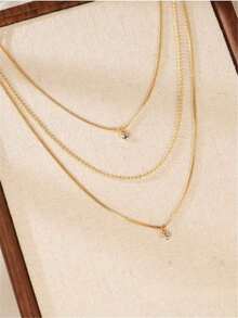 Delicado collar colgante apilado para mujeres, collar de metal de moda para damas, adecuado para uso diario, citas y fiestas, regalo de San Valentín. (Estilo aleatorio) - Estilo dorado aleatorio - Ver 10