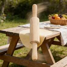 Wooden Rolling Pin / Household Dumpling Dough Roller / Mini Baking Rolling Tool - Mustard Yellow - View 6