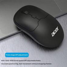 Acer Ratón de oficina silencioso inalámbrico OMR930: batería de larga duración, delgado y portátil, posicionamiento preciso de 2400 DPI, diseño ergonómico antideslizante, conexión estable. - Negro - Ver 1