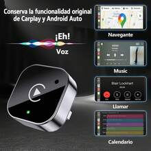 Kammoy Mini Adaptador inalámbrico CarPlay y Android Auto 2026, Adaptador inalámbrico CarPlay 2 en 1 CarPlay Plug & Play con Puerto USB/USB-C, Conexión WiFi o Bluetooth (Negro) - A - Ver 3