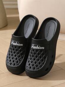 Summer Thick Sole Soft Comfortable Hollow Design Quiet Quick-Drying Bathroom Slippers - Black - View 3