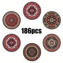 6pcs/Set Traditional Wooden Coasters, Suitable For Home, Office And Party Drink Coasters Set, Bohemian Style Coaster Set For Kitchen, Bedroom, Living Room, Office, Garden, Desktop Decor, Party Decor, Home Decor, Kitchen Accessories, Holiday Decor, Gift, Available In 1 Set, 2 Sets Or 31 Sets, Father's Day Gift - Redwood - View 11