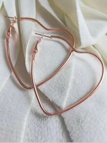 1 Pair Women's Fashion Faux Gold Heart Hoop Earrings For Party Daily Wear Statement Jewelry Gift 1CNZ - 金子 - 查看 3