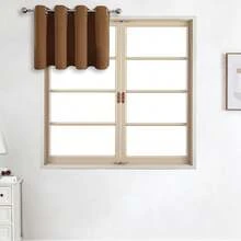 1pc Solid Color Polyester Blackout Curtain Panel, Room Darkening Thermal Insulated Curtain For Living Room, Bedroom Decor - Rust Brown - View 25