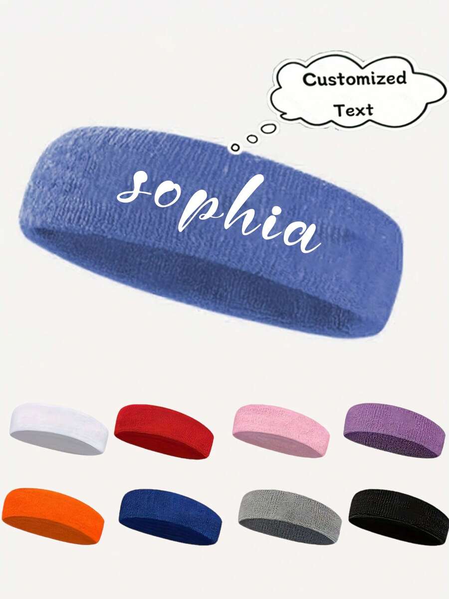 Personalized Unisex Headband - Customizable Text Design Suitable For Tennis, Basketball, Running, Gym And Sports - Acrylic Fitness Accessory And Headwear - Multicolor - View 1